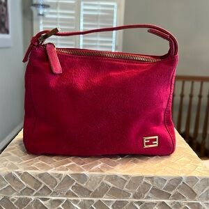 FENDI Vintage Mini Suede Baguette in Pink